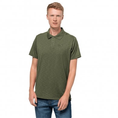 Jack Wolfskin Leisure Polo Travel (odour-inhibiting, moisture-regulating) green-brown Men